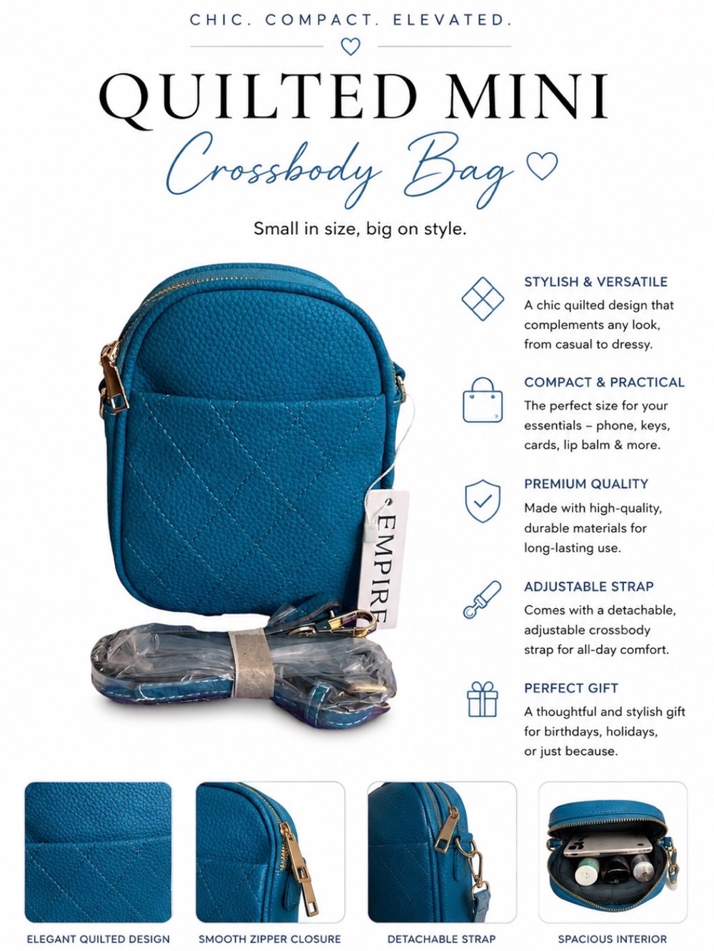 EMPIRE COMPACT DOUBLE ZIP CROSSBODY